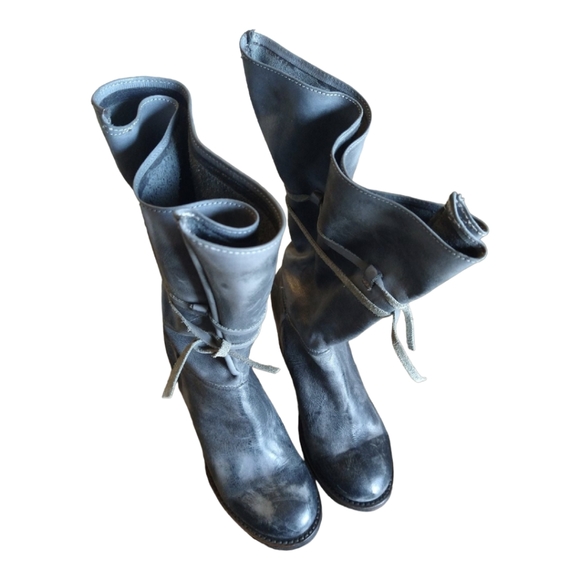 Freebird by Steven 'Guilt' Rustic Black Mid Calf Leather Tie Boots Size … - Picture 6 of 12